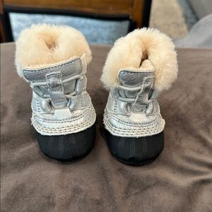 Sorel Cream Baby Boots with Faux Fur